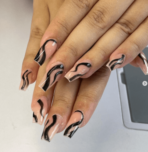 65 Bold and Edgy Black Coffin Nail Designs to Try in 2023!